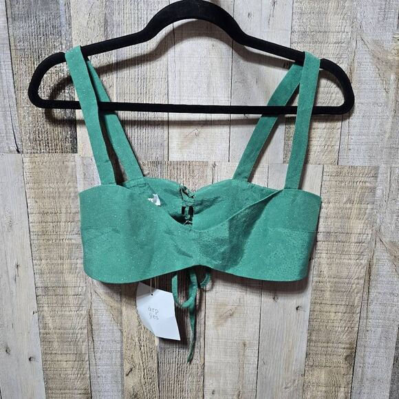 Arpyes Tops - Arpyes Starry Night Green Shimmer Crop Bralette Top NWT
